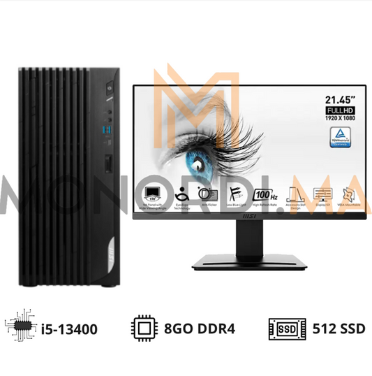 MSI DP180 i5-13400/8Go DDR4/512GB SSD + MSI PRO MP223 21.5″ 100Hz