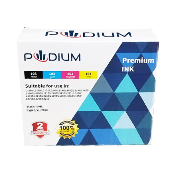 PACK BOUTEILLES ENCRE 103 ECOTANK COMPATIBLE PODIUM