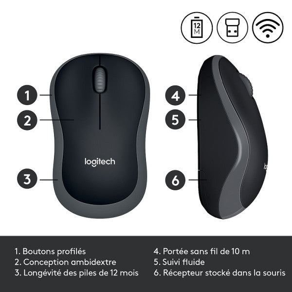 Logitech Wireless Mouse M185 (Gris)