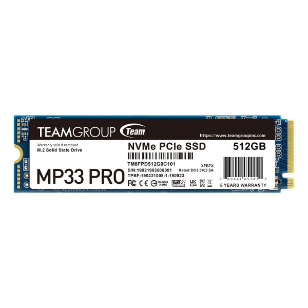 DISQUE DUR TeamGroup MP33 PRO M.2 PCIe NVMe 512GB